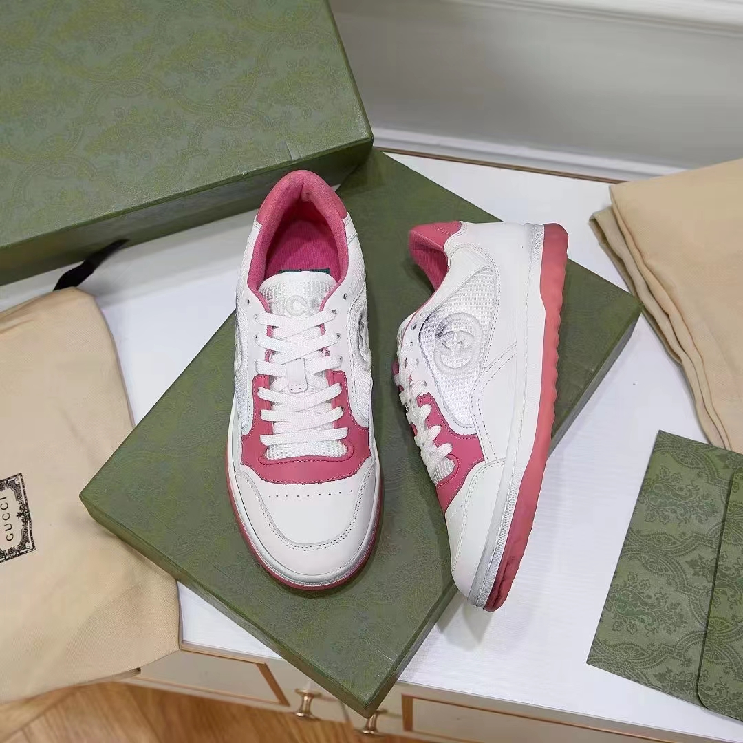 G*u*i unisex gg mac80 sneakers off white pink leather round toe rubber flat