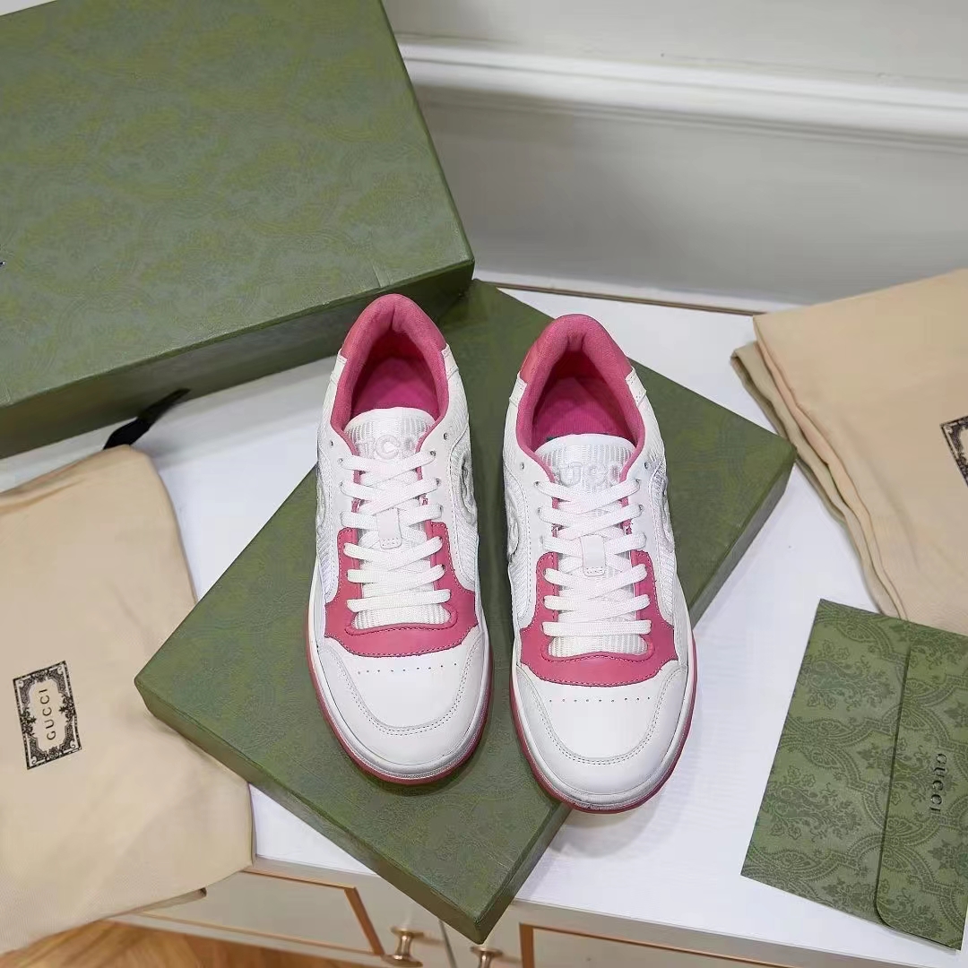 G*u*i unisex gg mac80 sneakers off white pink leather round toe rubber flat