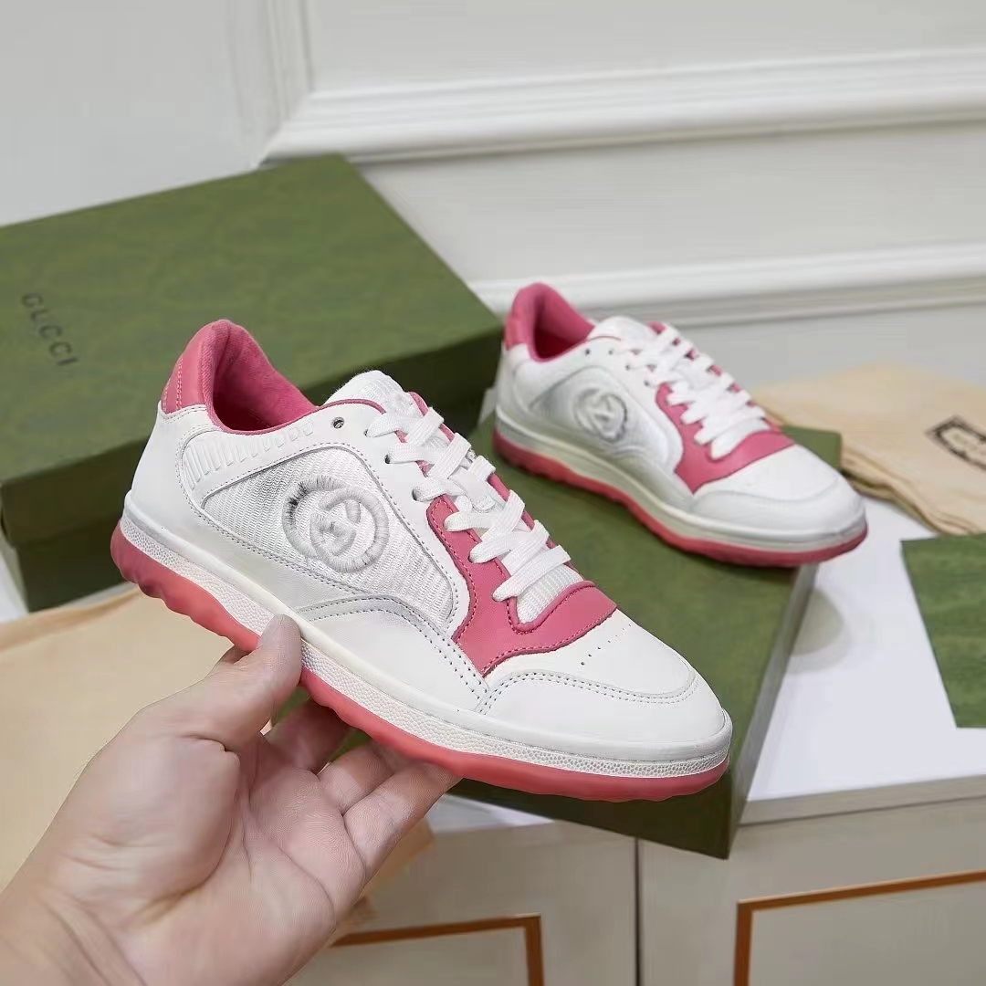 G*u*i unisex gg mac80 sneakers off white pink leather round toe rubber flat