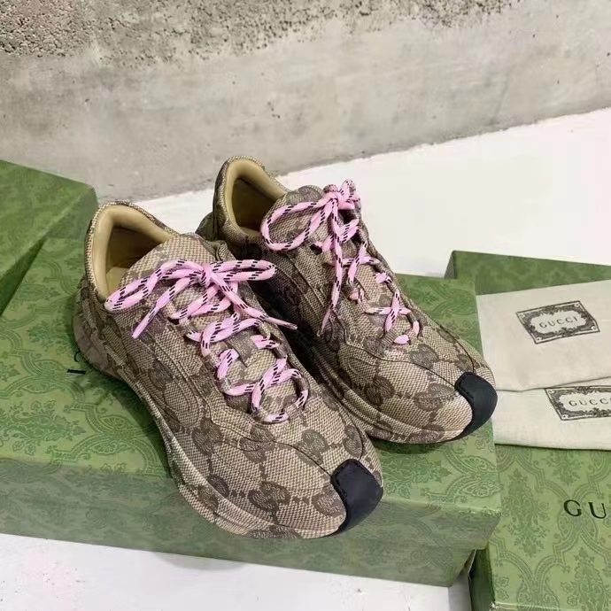 G*u*i unisex gg run sneaker beige ebony leather gg water transfer print