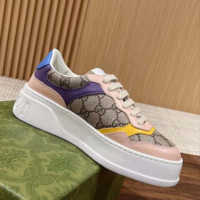 G*u*i unisex gg sneaker beige ebony gg supreme canvas mid 5.6 cm heel