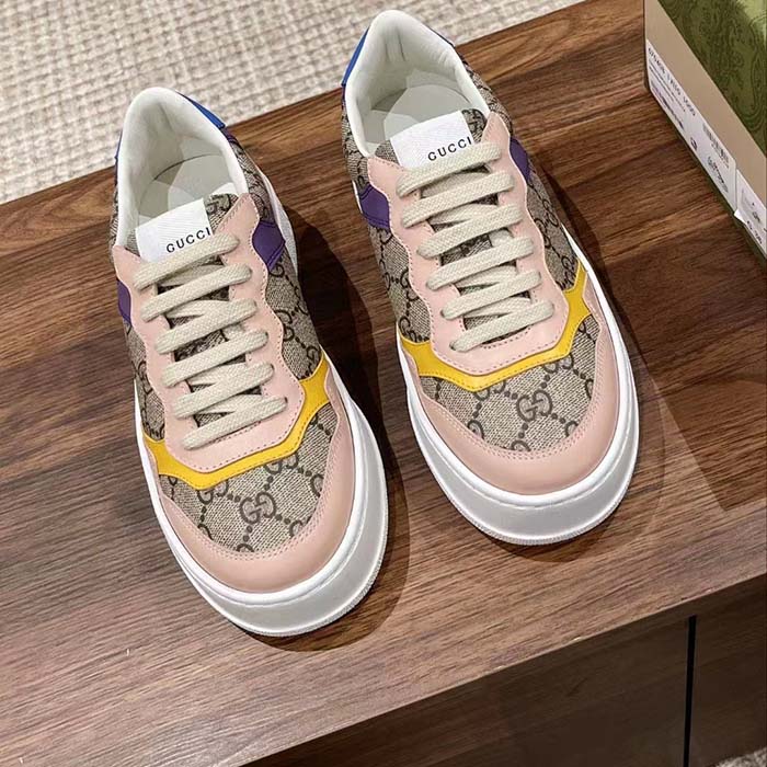 G*u*i unisex gg sneaker beige ebony gg supreme canvas mid 5.6 cm heel