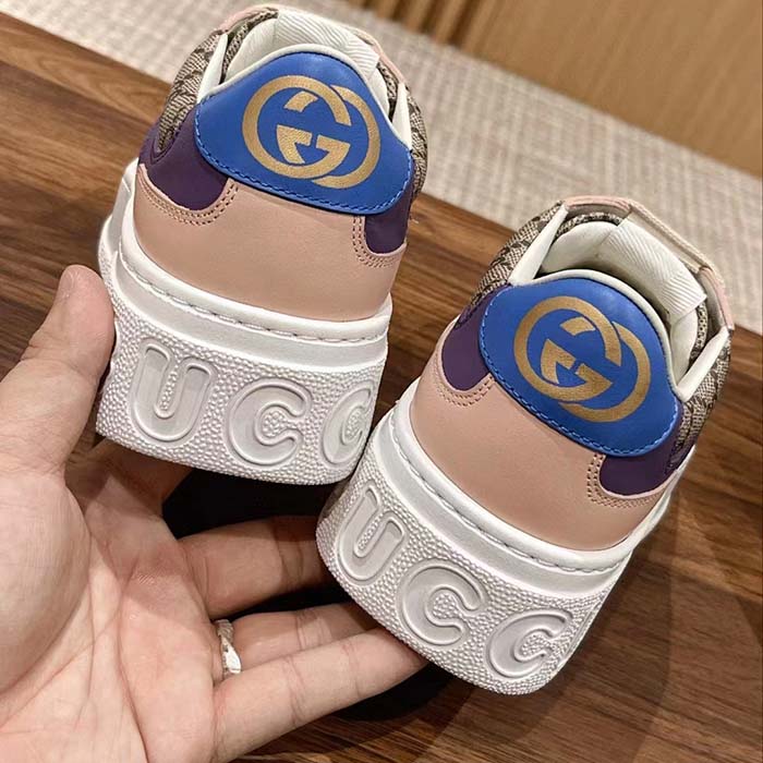 G*u*i unisex gg sneaker beige ebony gg supreme canvas mid 5.6 cm heel