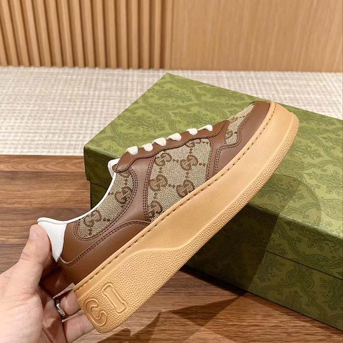 G*u*i unisex gg sneaker beige ebony orignal gg canvas lace-up closure rubber