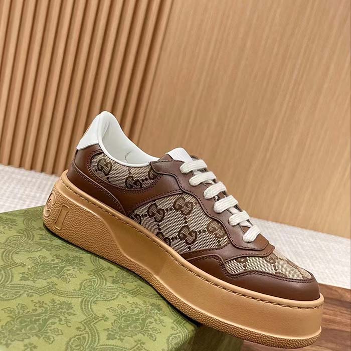 G*u*i unisex gg sneaker beige ebony orignal gg canvas lace-up closure rubber