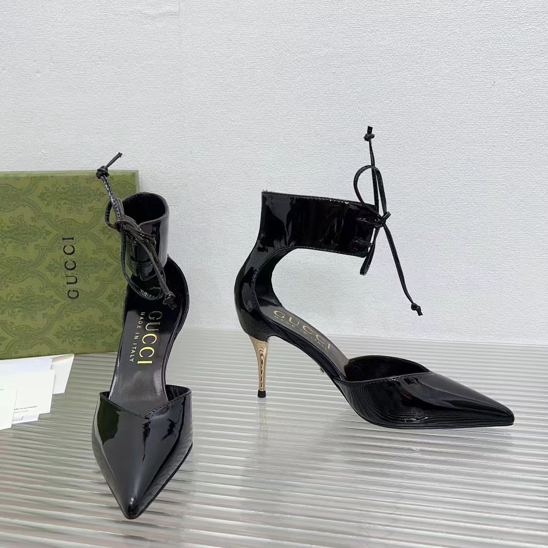 G*u*i women gg high heel patent pump black patent leather 10 cm heel