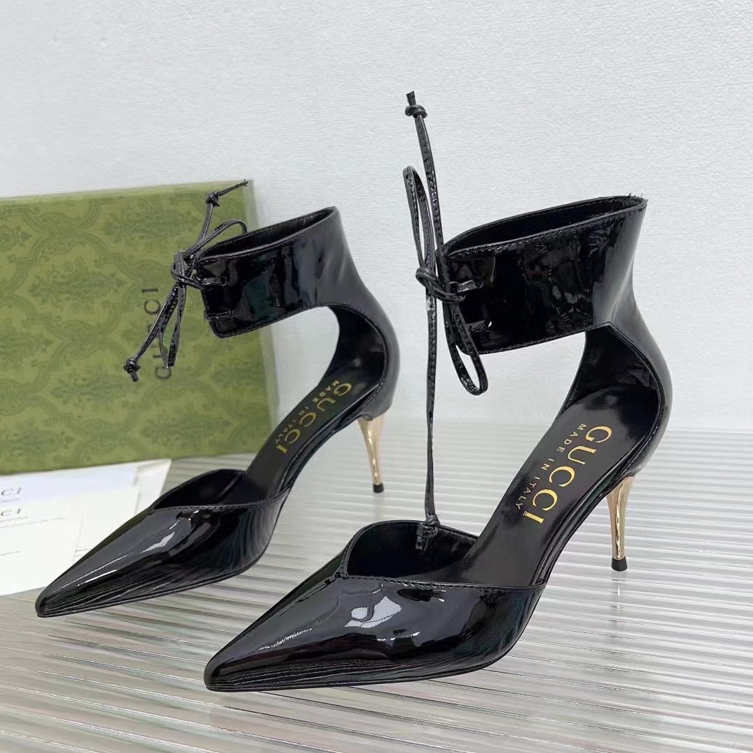 G*u*i women gg high heel patent pump black patent leather 10 cm heel