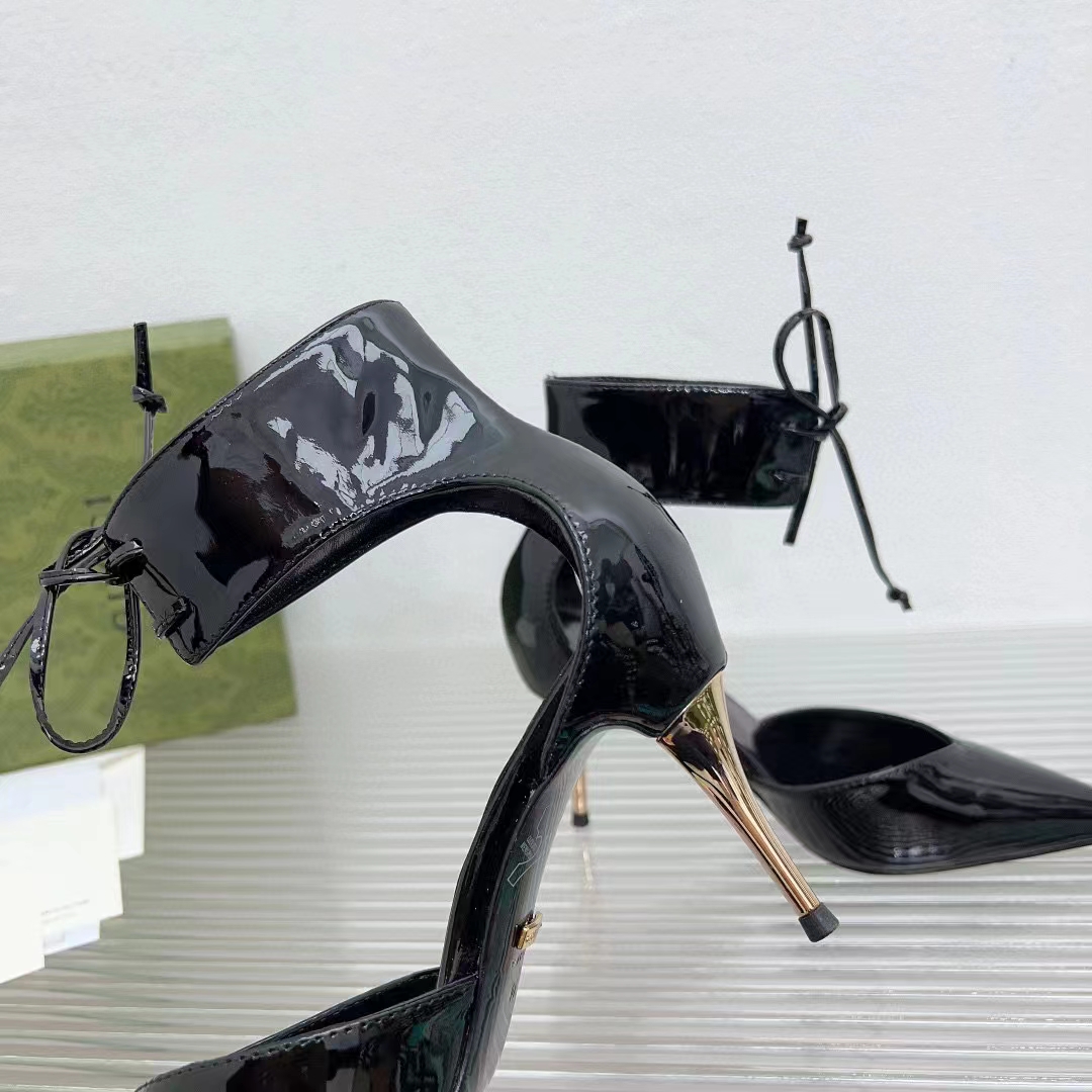 G*u*i women gg high heel patent pump black patent leather 10 cm heel