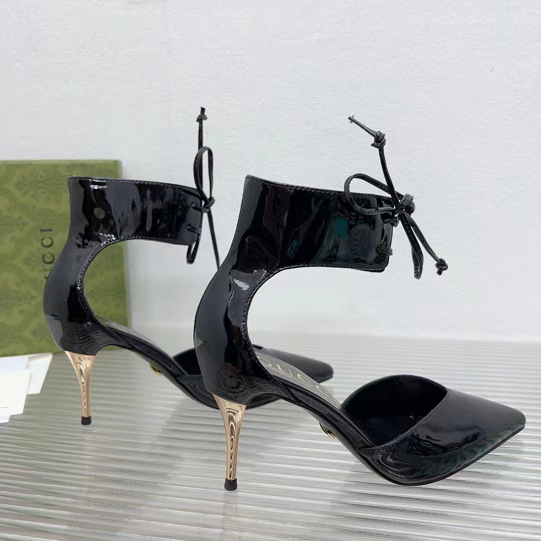 G*u*i women gg high heel patent pump black patent leather 10 cm heel