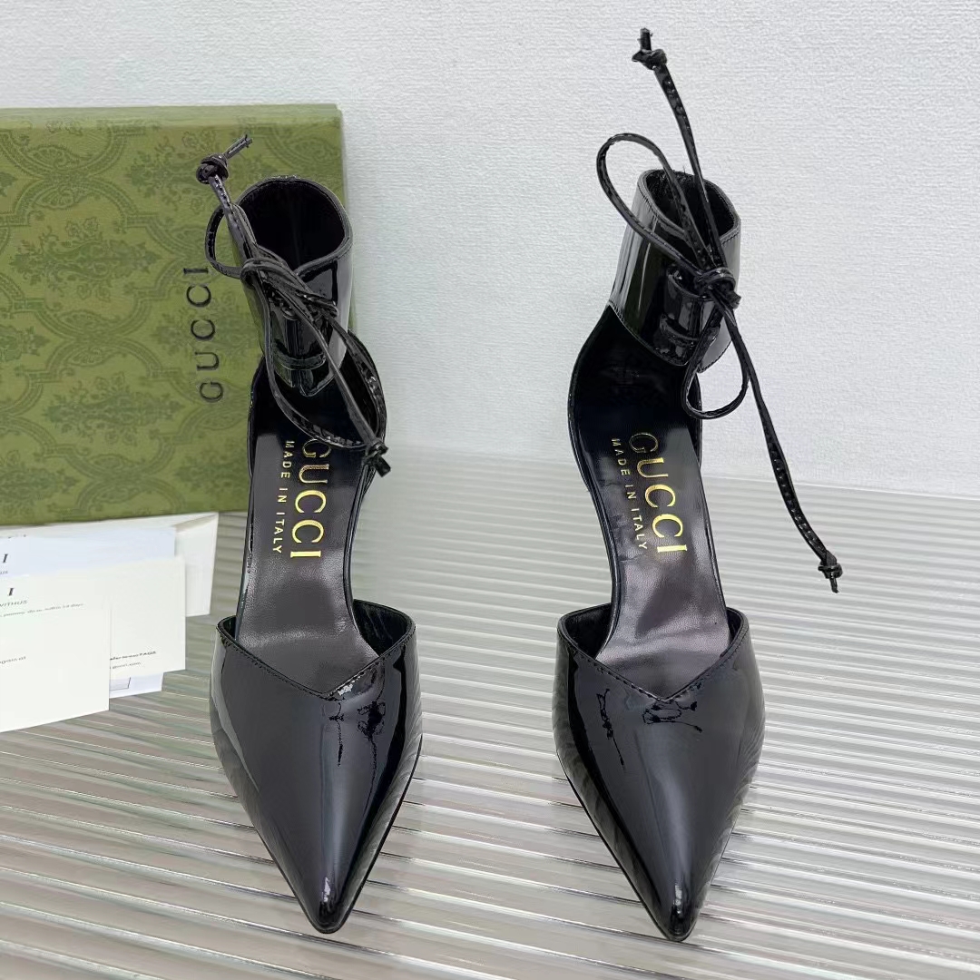 G*u*i women gg high heel patent pump black patent leather 10 cm heel