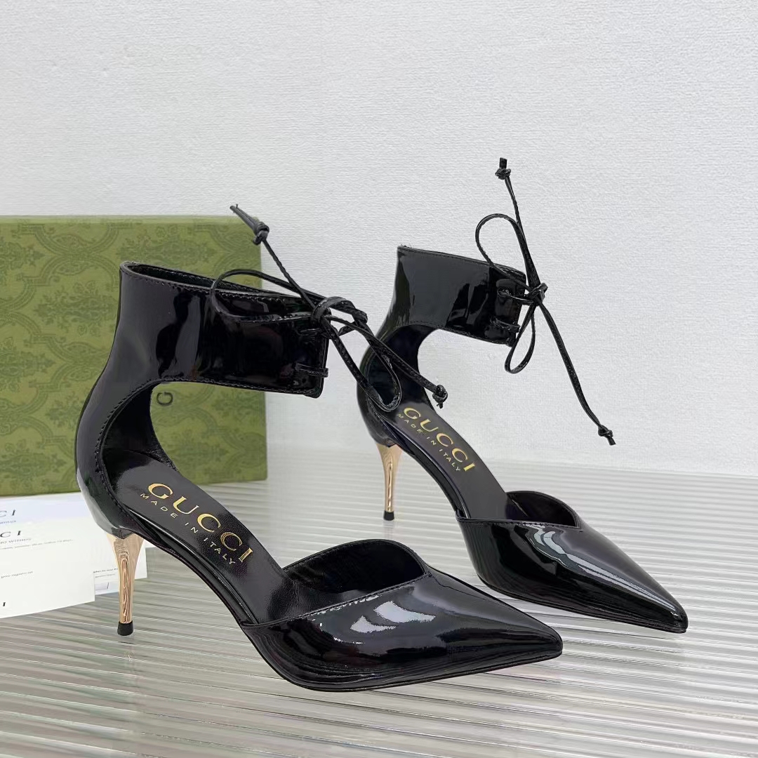 G*u*i women gg high heel patent pump black patent leather 10 cm heel
