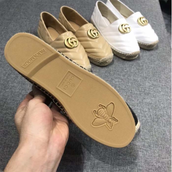 G*u*i women gg shoes espadrilles leather loafer low heel-black
