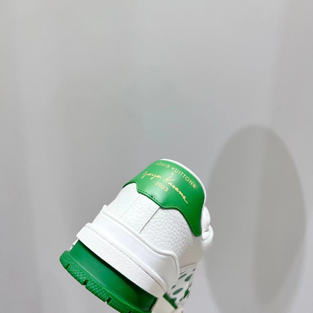 Louis Vuitton LV Unisex LV x YK LV Trainer Sneaker Green Calf Leather Rubber