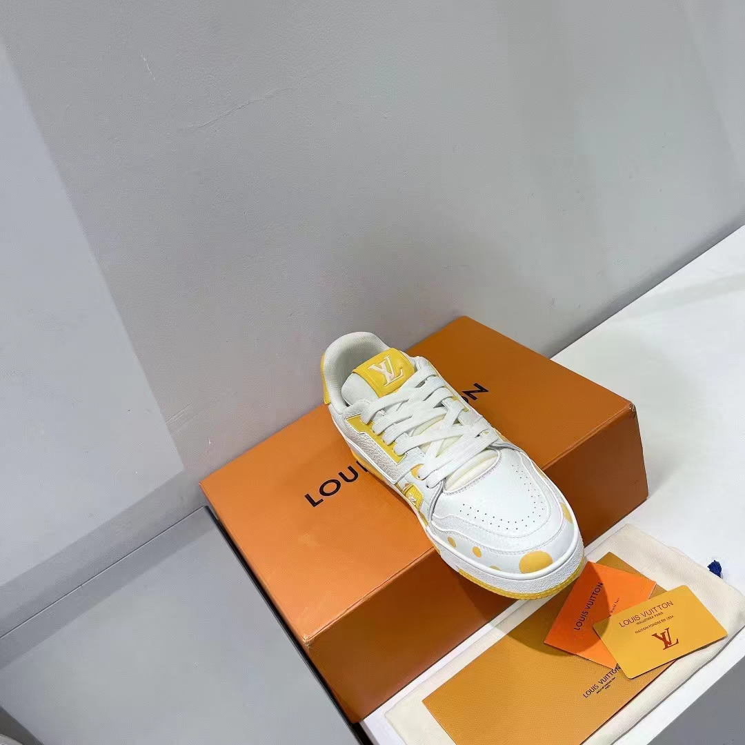Louis Vuitton LV Unisex LV x YK LV Trainer Sneaker Yellow Calf Leather Rubber