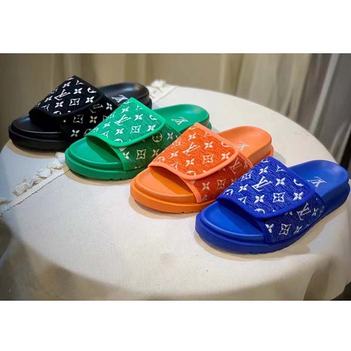 Louis Vuitton LV Unisex Miami Mule Blue Mini Monogram Textile Anatomic Micro