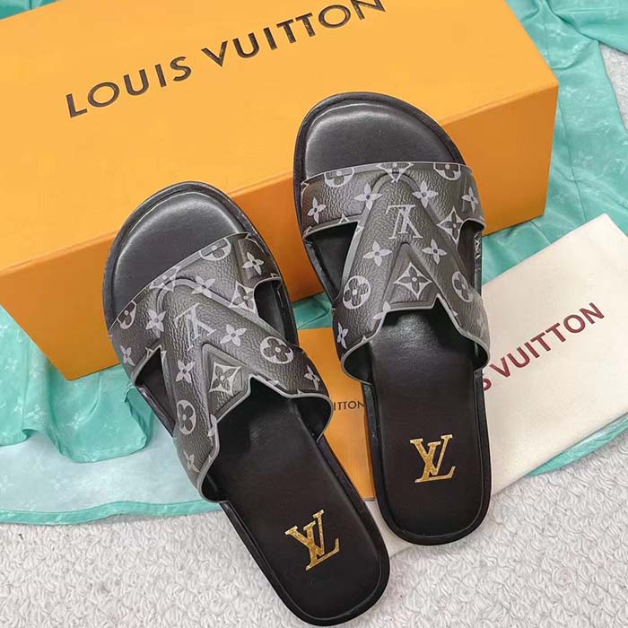 Louis Vuitton LV Unisex Oasis Mule Eclipse Black Monogram Grained Calf Leather Rubber