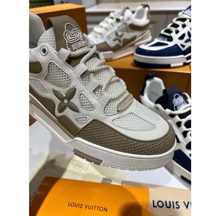 Louis Vuitton LV Unisex Skate Sneaker Beige Mix Materials Double Laces Rubber