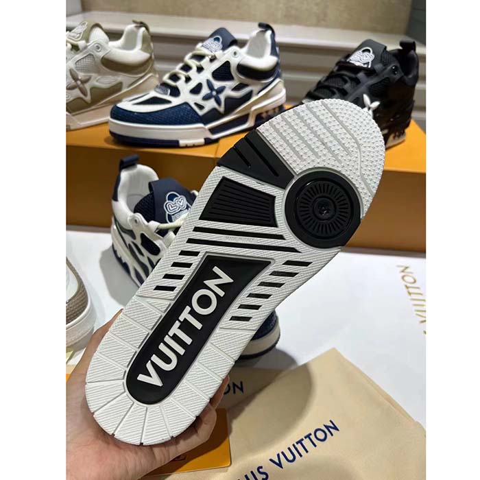 Louis Vuitton LV Unisex Skate Sneaker Black Mix Materials Double Laces Rubber