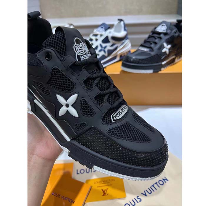 Louis Vuitton LV Unisex Skate Sneaker Black Mix Materials Double Laces Rubber