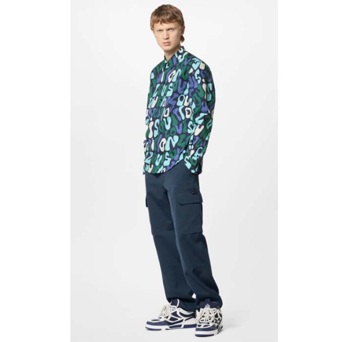 Louis Vuitton LV Unisex Skate Sneaker Navy Blue Mix Materials Double Laces Rubber