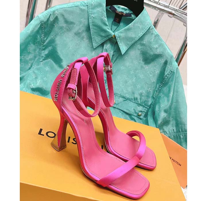 Louis Vuitton LV Women Sparkle Sandal Pink Lambskin Leather Outsole 9.5 Cm Heel