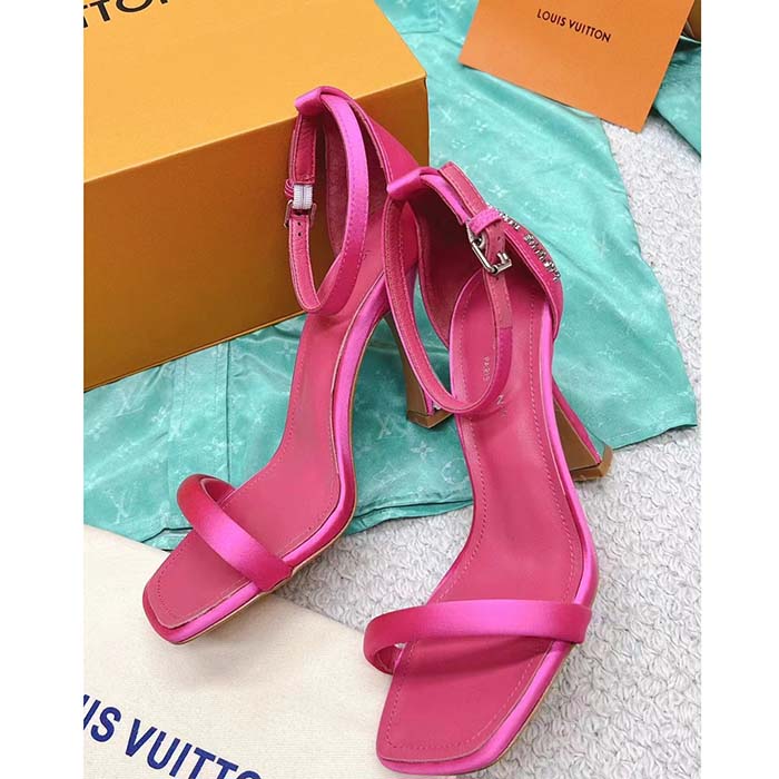 Louis Vuitton LV Women Sparkle Sandal Pink Lambskin Leather Outsole 9.5 Cm Heel