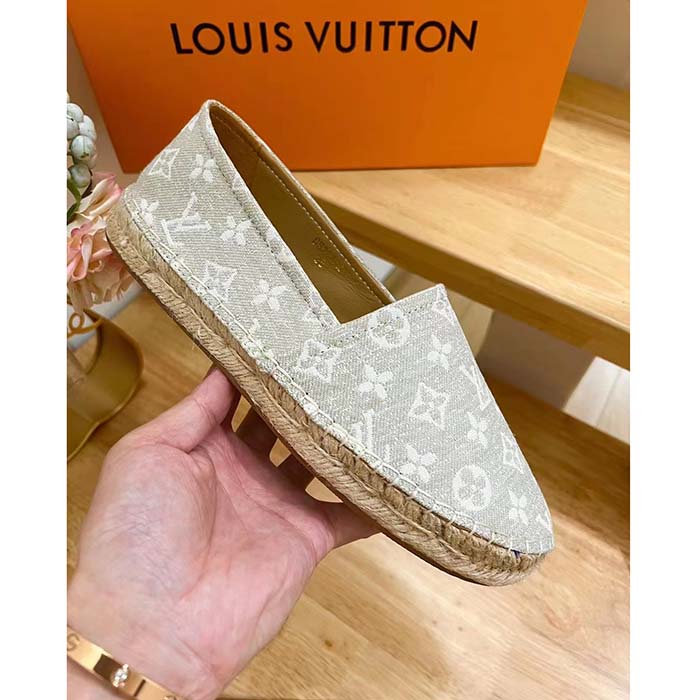 Louis Vuitton LV Women Starboard Flat Espadrille Beige Monogram Denim Rope Rubber