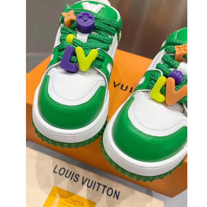 Louis Vuitton Unisex LV Trainer Maxi Sneaker Green Mix of Materials Rubber