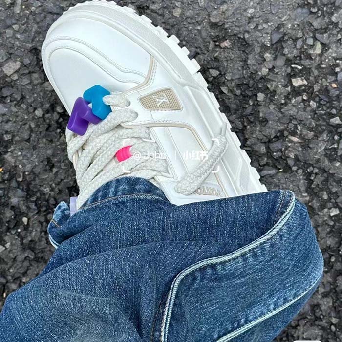 Louis Vuitton Unisex LV Trainer Maxi Sneaker White Mix of Materials Rubber