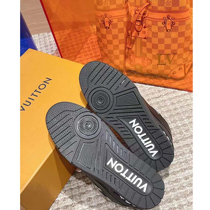 Louis Vuitton Unisex LV Trainer Sneaker Black Monogram-Embossed Grained Calf Leather
