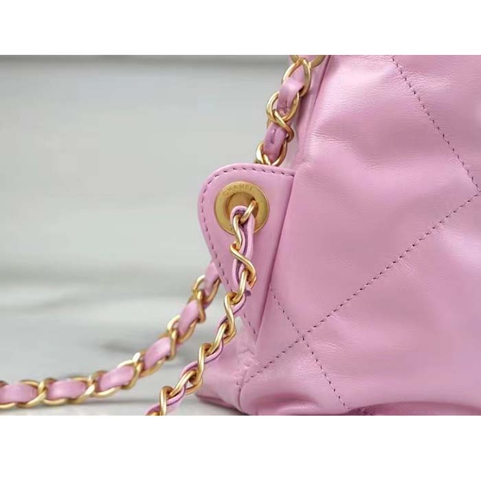 Chanel Women CC 22 Backpack Shiny Calfskin Gold-Tone Metal Lilac