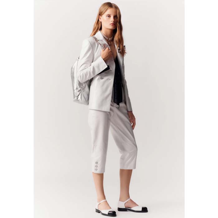 Chanel Women CC Large Back Pack Chanel 22 Handbag Metallic Calfskin Silver-Tone Metal