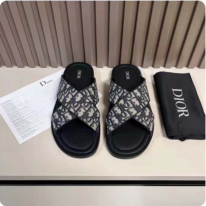 Dior Unisex CD Dior Alias Sandal Beige Black Dior Oblique Jacquard Calfskin Insole