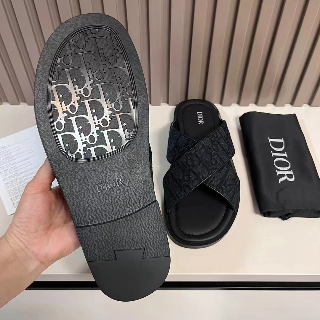 Dior Unisex CD Dior Alias Sandal Black Dior Oblique Jacquard Calfskin Insole