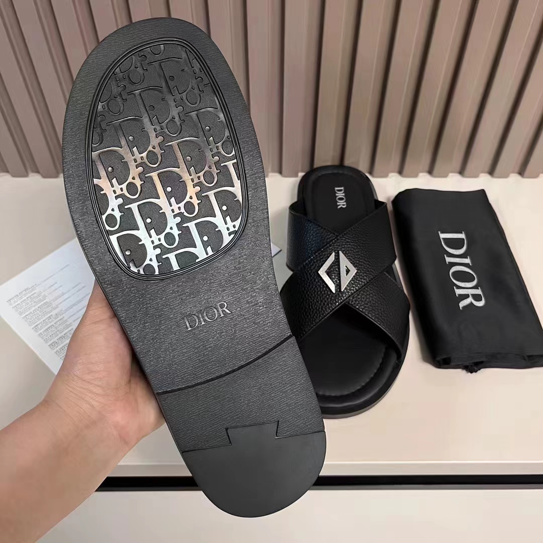 Dior Unisex CD Dior Alias Sandal Black Grained Calfskin Black Calfskin Insole