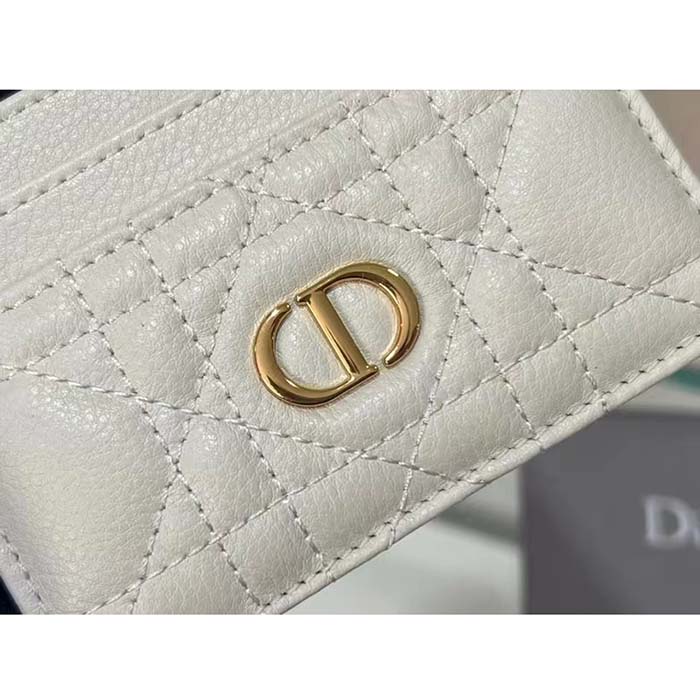 Dior Unisex CD Dior Caro Five Slot Card Holder Cloud Latte Supple Cannage Calfskin
