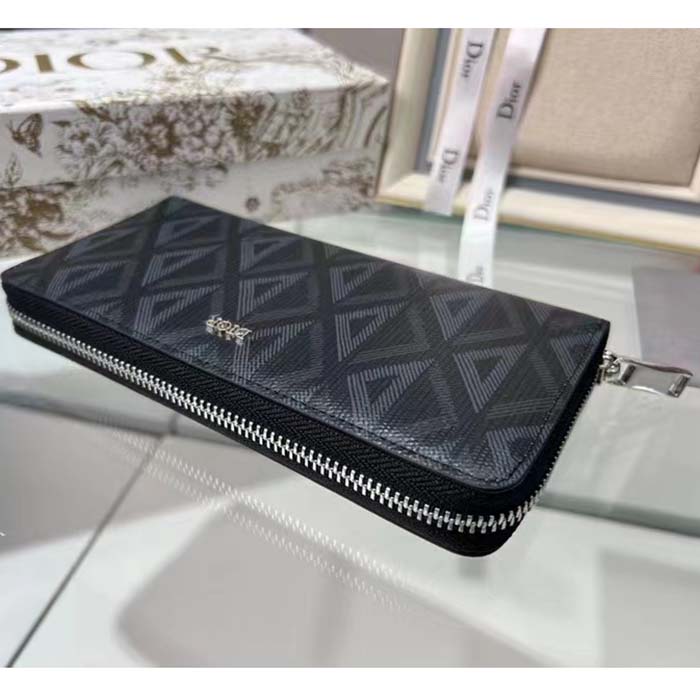 dior unisex cd zipped long wallet black cd Di*m*nd canvas