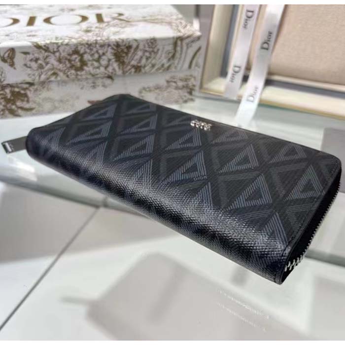 dior unisex cd zipped long wallet black cd Di*m*nd canvas