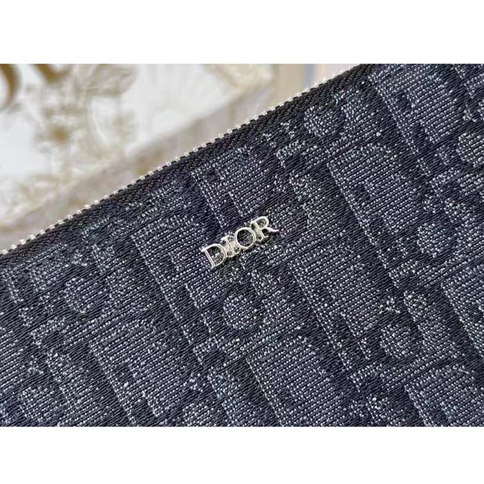 Dior Unisex CD Zipped Long Wallet Black Dior Oblique Jacquard