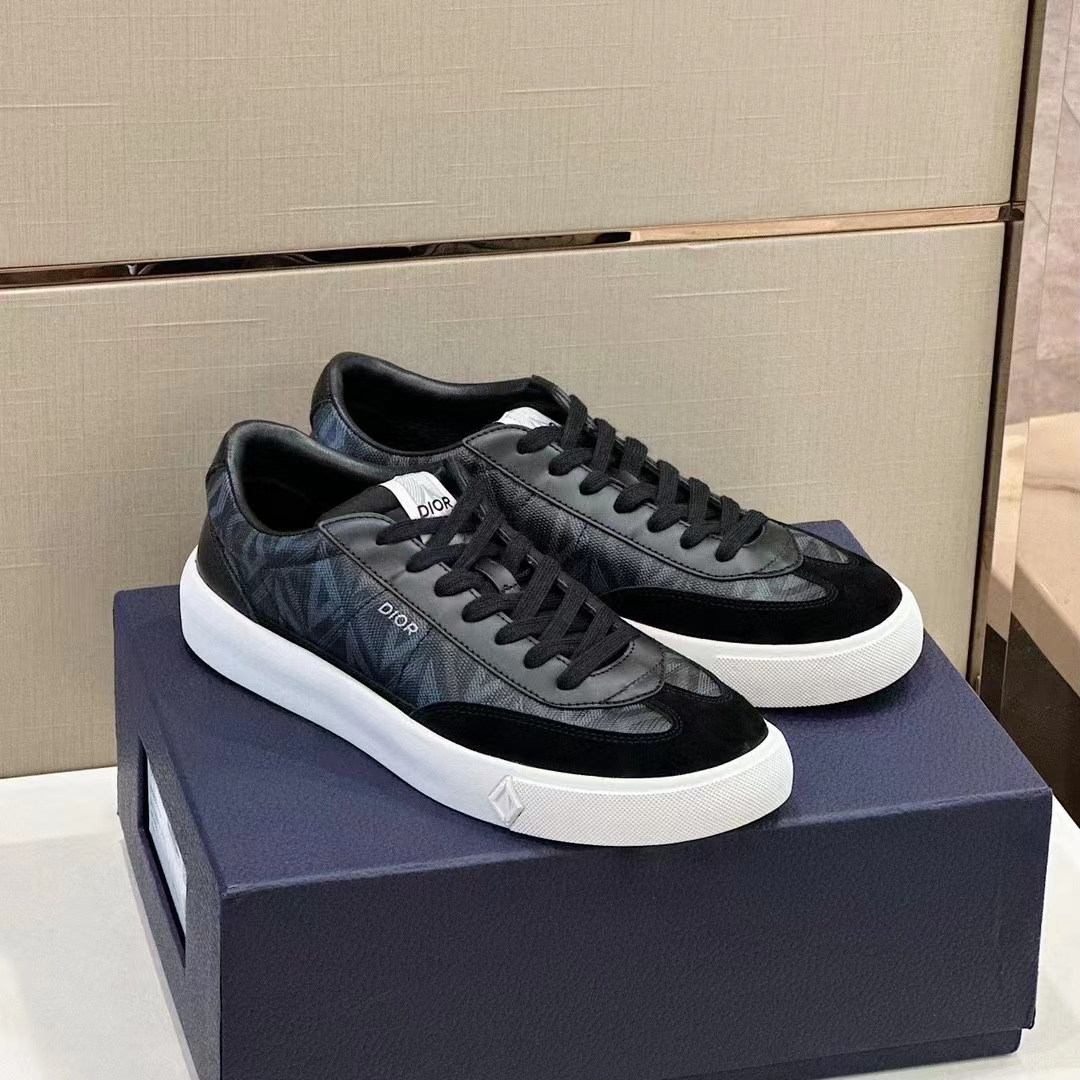 dior unisex shoes b101 sneaker black cd Di*m*nd canvas smooth calfskin nubuck