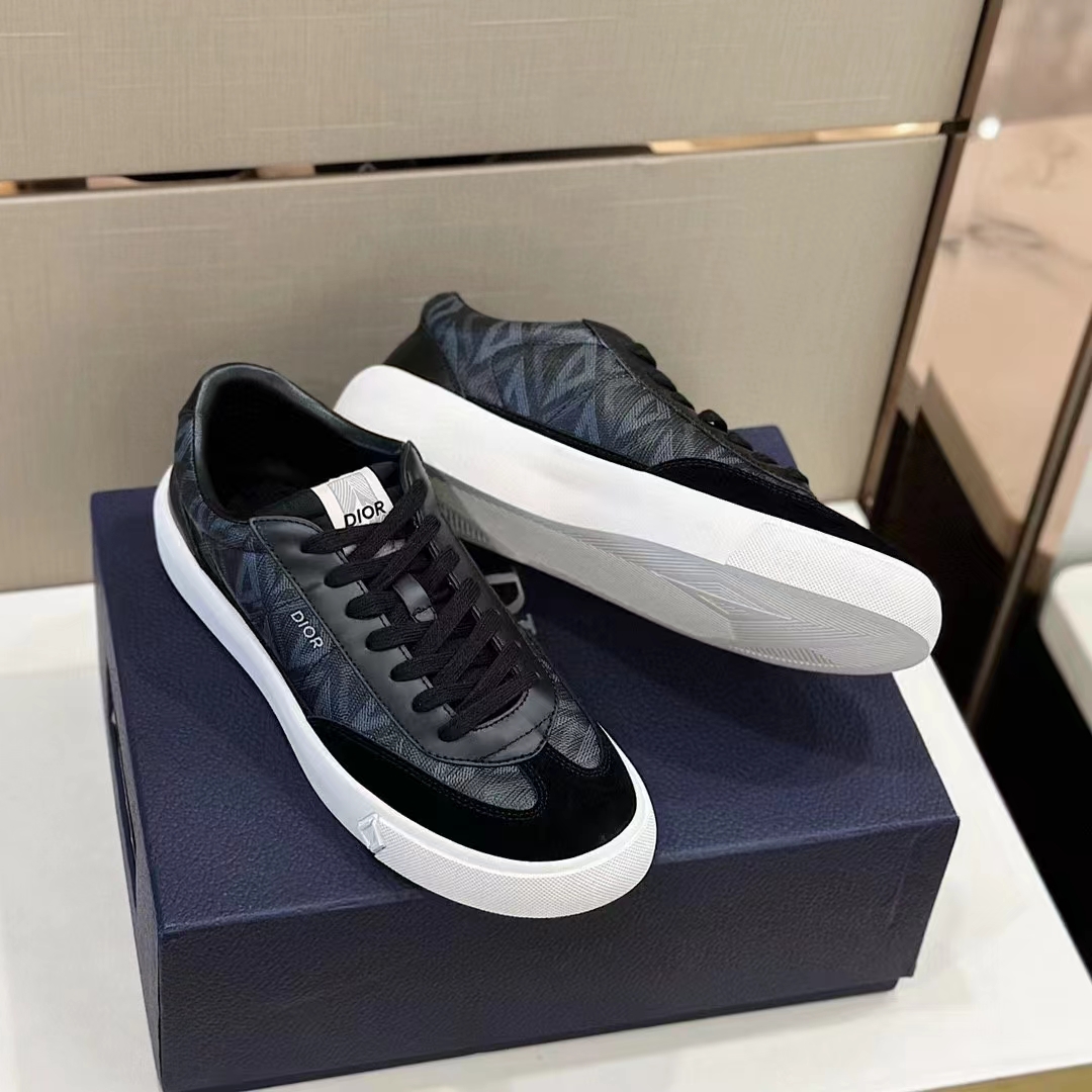 dior unisex shoes b101 sneaker black cd Di*m*nd canvas smooth calfskin nubuck