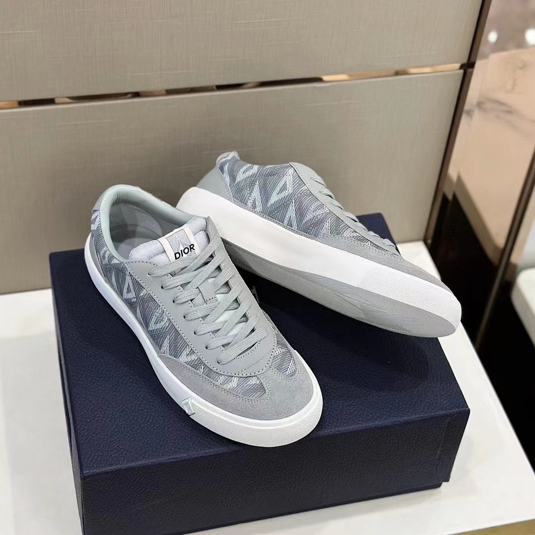 dior unisex shoes b101 sneaker gray cd Di*m*nd canvas smooth calfskin nubuck