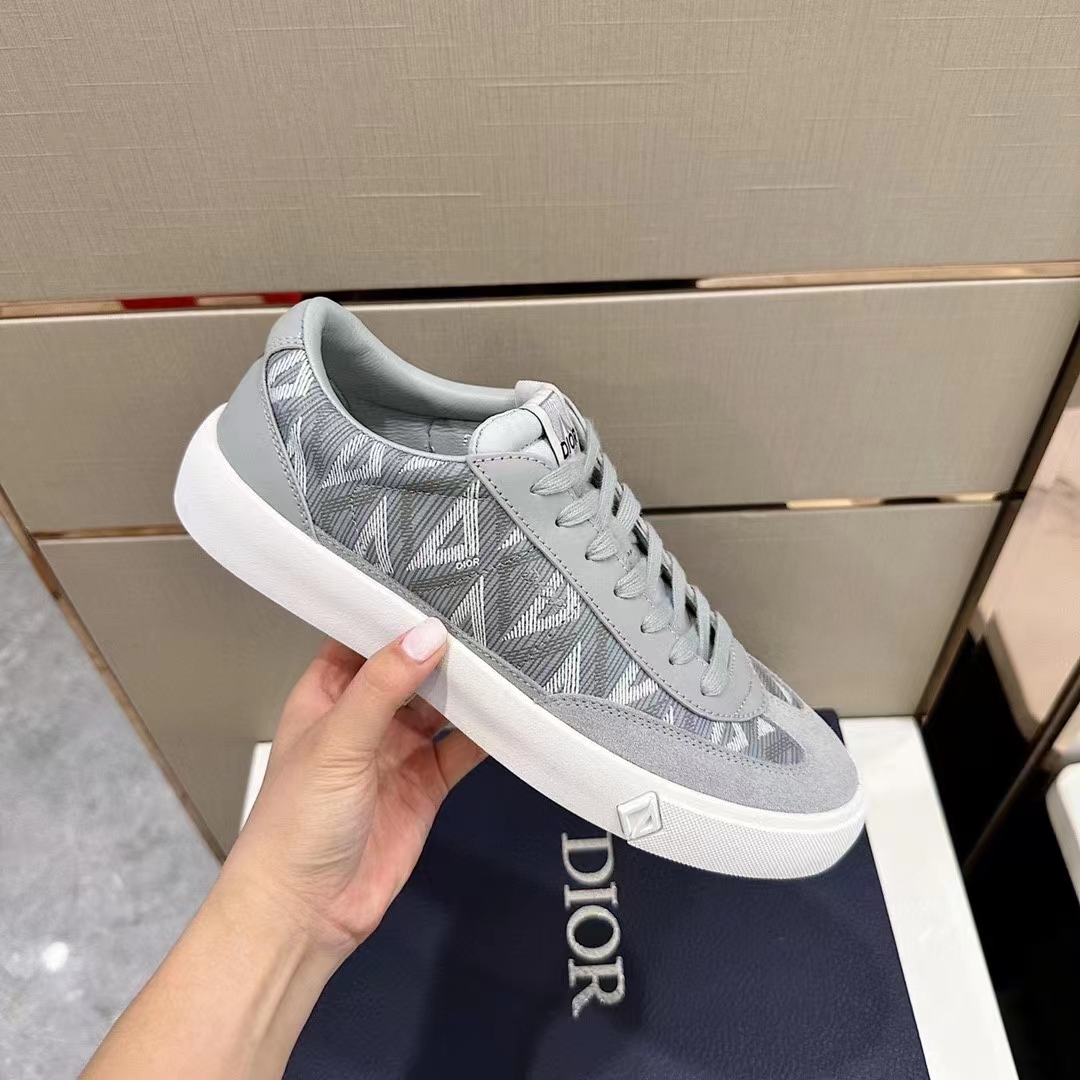 dior unisex shoes b101 sneaker gray cd Di*m*nd canvas smooth calfskin nubuck