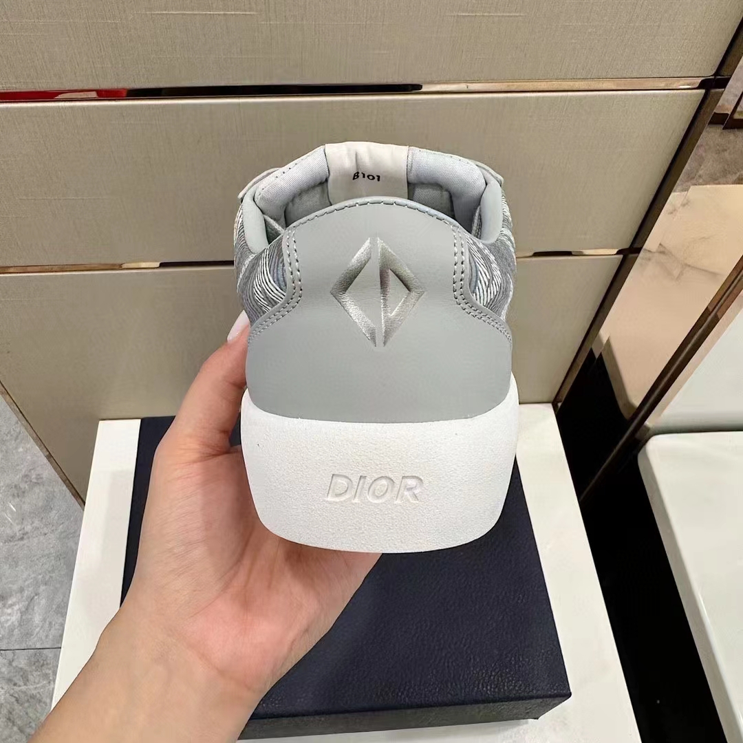 dior unisex shoes b101 sneaker gray cd Di*m*nd canvas smooth calfskin nubuck