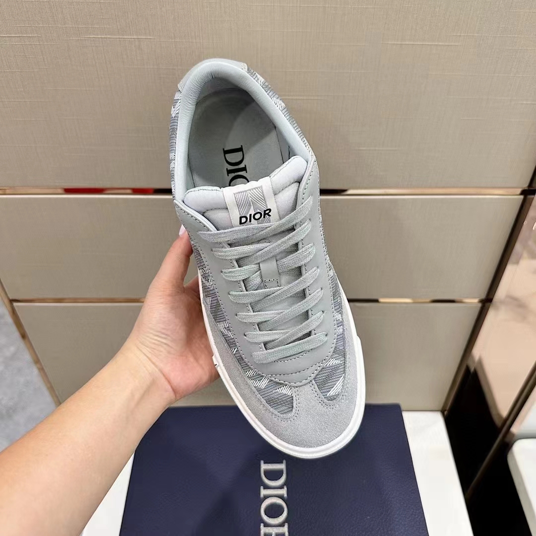 dior unisex shoes b101 sneaker gray cd Di*m*nd canvas smooth calfskin nubuck