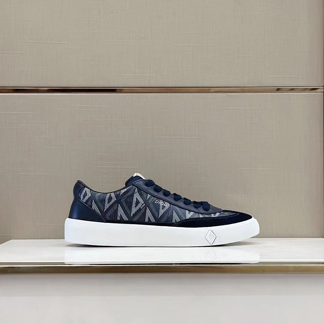 dior unisex shoes b101 sneaker navy blue cd Di*m*nd canvas smooth calfskin nubuck