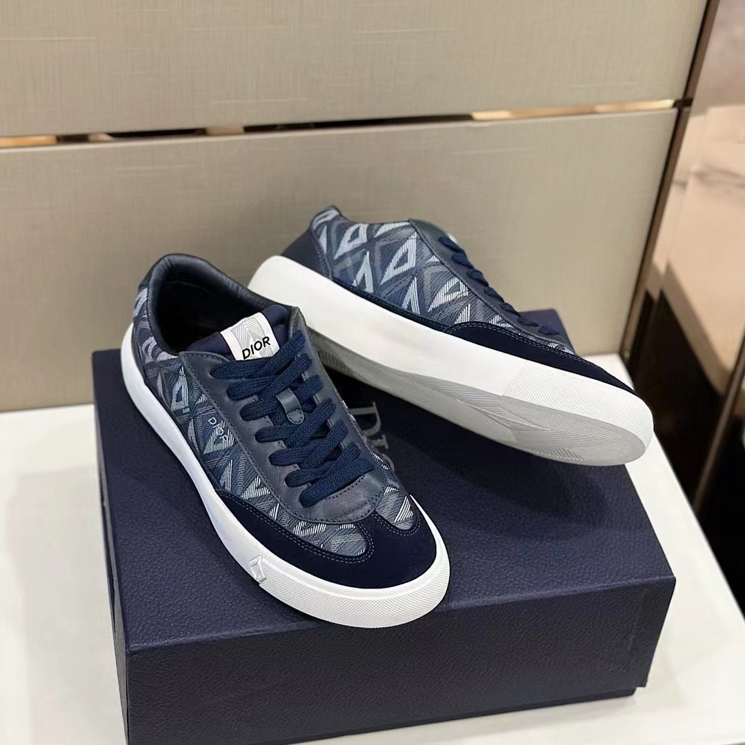 dior unisex shoes b101 sneaker navy blue cd Di*m*nd canvas smooth calfskin nubuck