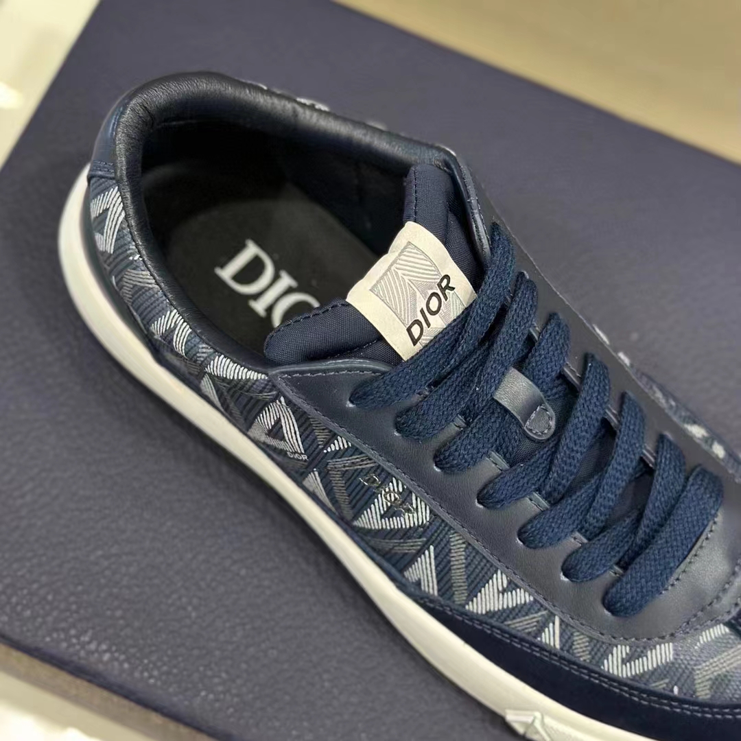 dior unisex shoes b101 sneaker navy blue cd Di*m*nd canvas smooth calfskin nubuck