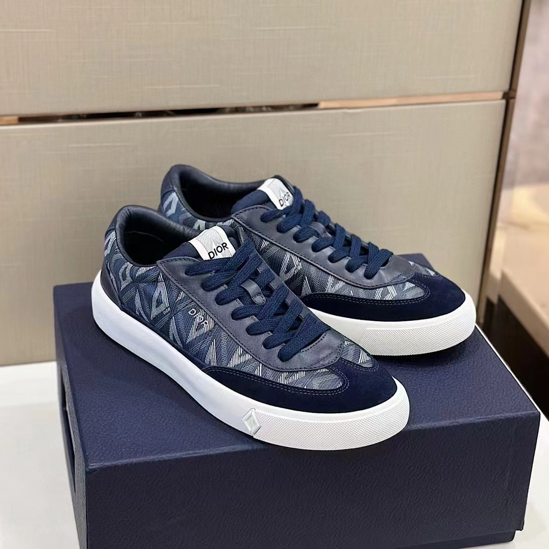 dior unisex shoes b101 sneaker navy blue cd Di*m*nd canvas smooth calfskin nubuck