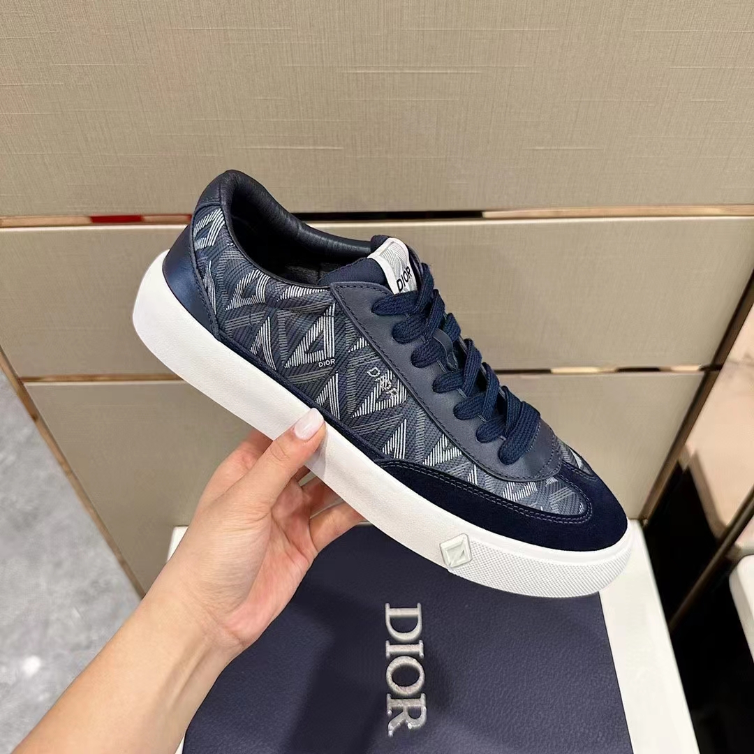 dior unisex shoes b101 sneaker navy blue cd Di*m*nd canvas smooth calfskin nubuck